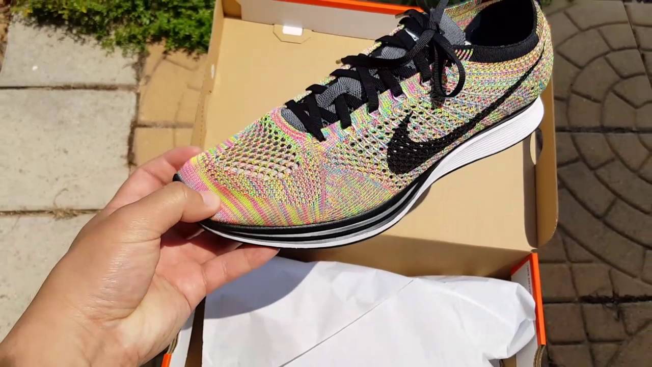 Nike Multi-color Flyknit Racers simple unboxing + on foot pictures