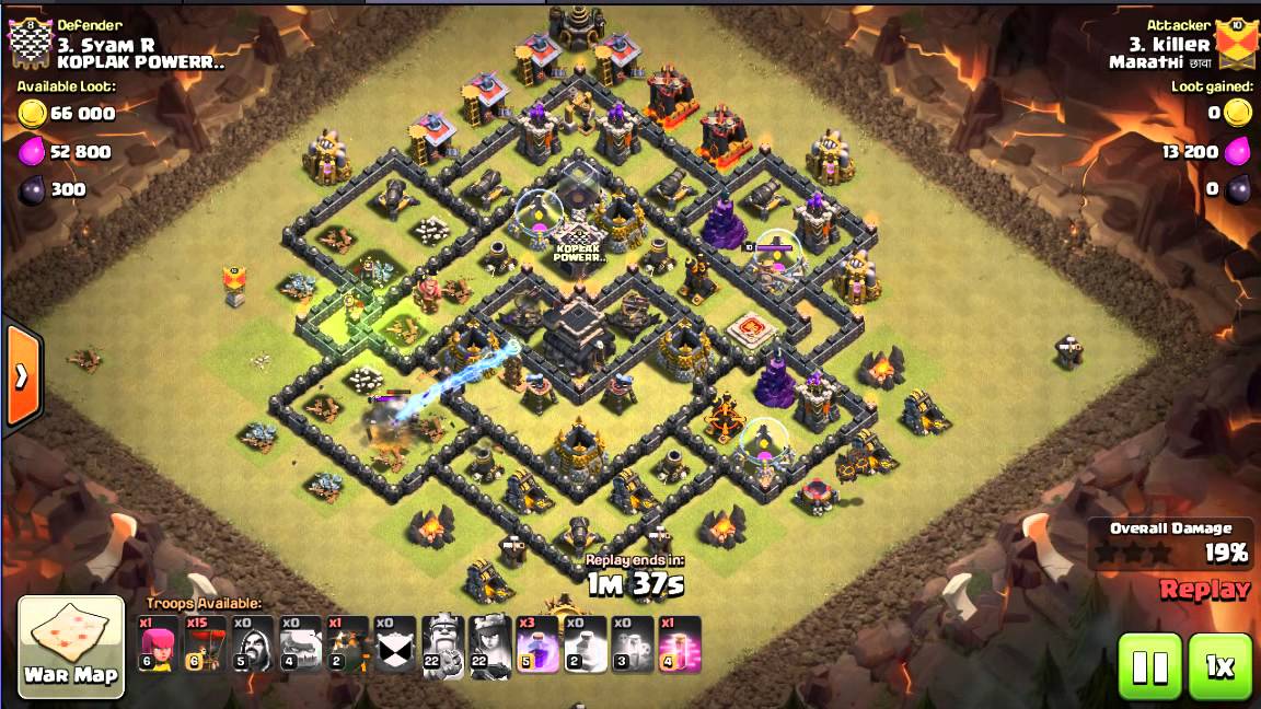 clash of clans (coc) th9 3 * attack GOLALOON  clan (marathi chava)  #yppvpyrg
