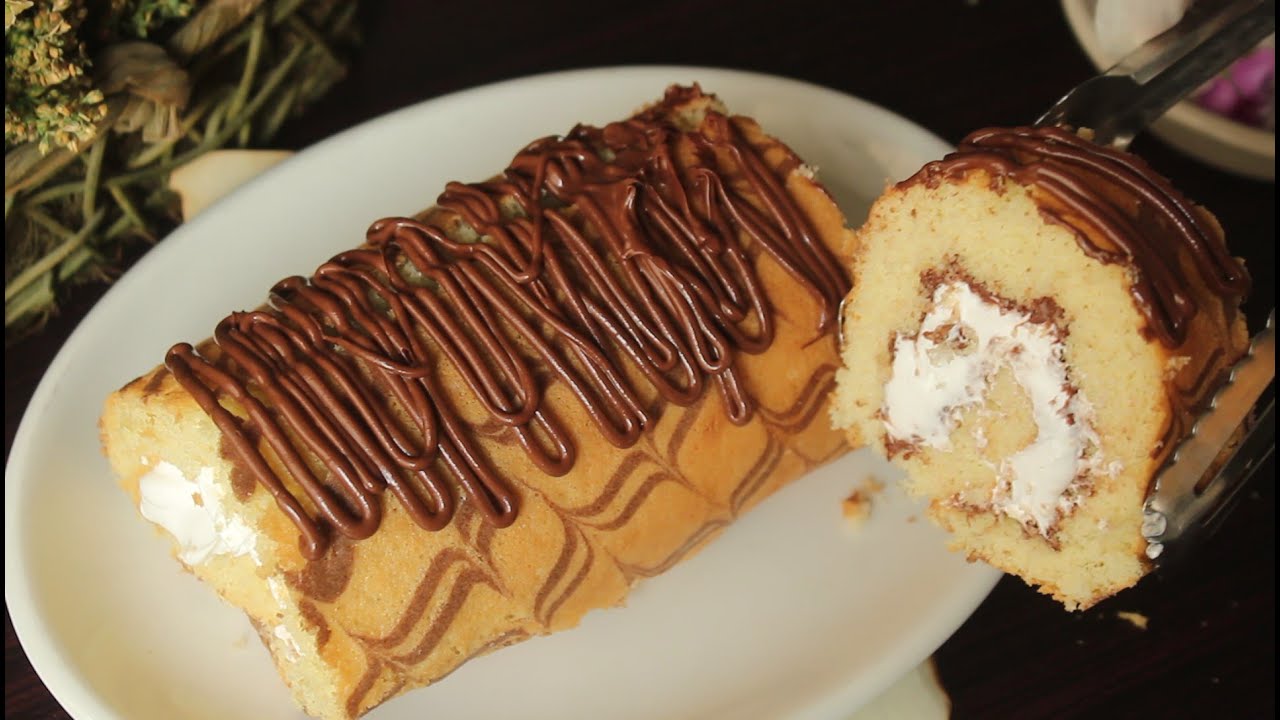 Chocolate Vanilla Swiss Roll Cake 😍 Recipe By Chef Hafsa