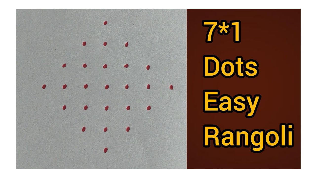 7*1 dots easy daliy purpose rangoli / small dots rangoli / kolam rangoli / beginners rangoli 