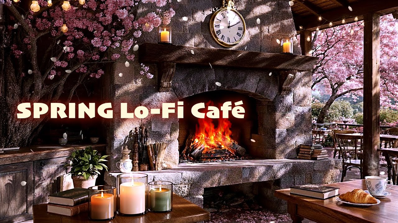 BGM to help you concentrate on your work in a cafe with cherry blossoms falling