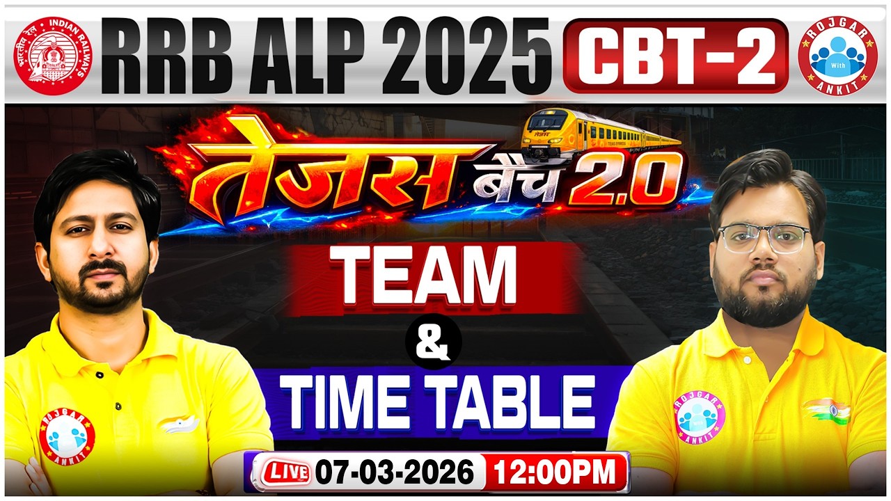 RRB ALP 2025 CBT 2 | तेजस बैच 2.0 Team and Time Table