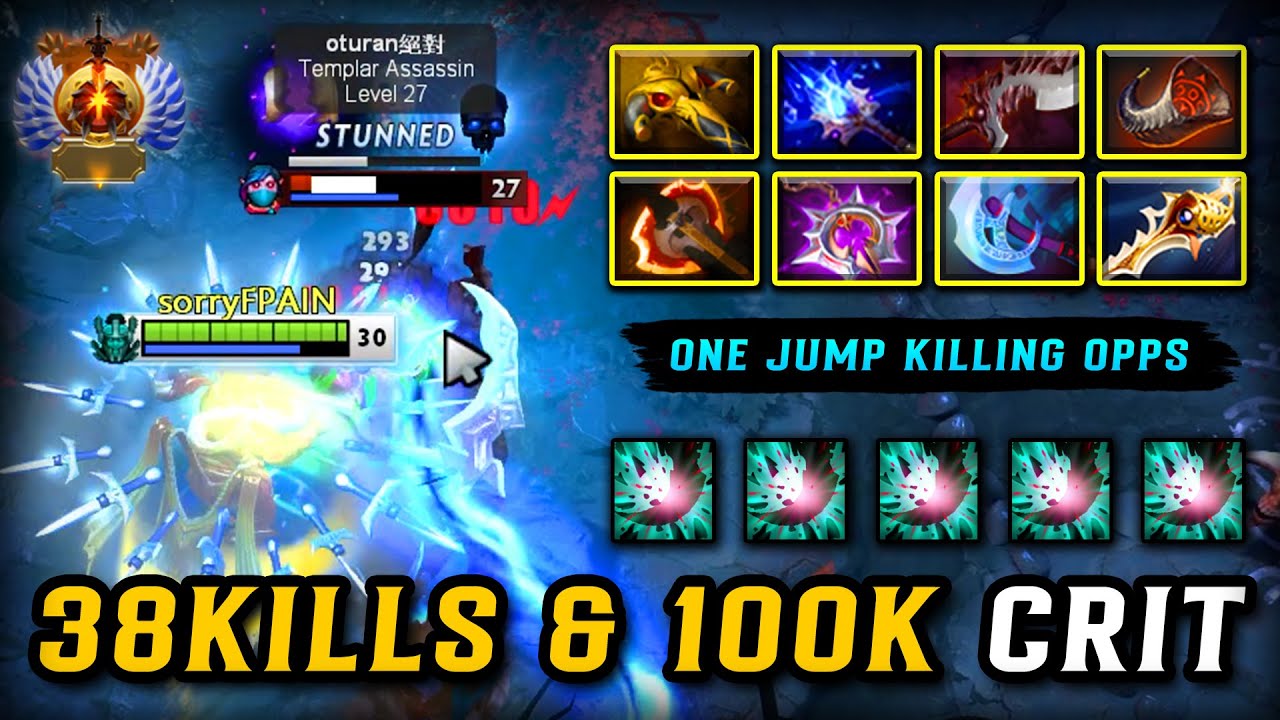 EPIC 38KILLS & 100K CRIT DAMAGE QUEEN Phantom Assassin One Jump KILLING OPPS | 7.38c DOTA 2
