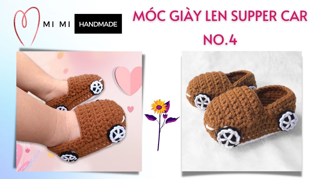 Móc Giày Len Supper Car No.4 Cho Bé 🚗 | Easy Crochet Baby Shoes | Mimi Handmade