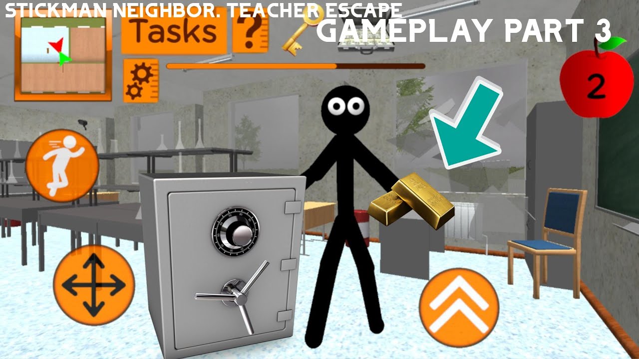 STICK TEACHER ROBBED A BANK!. Stickman Neighbor Teacher Escape. Gameplay (Part 3)