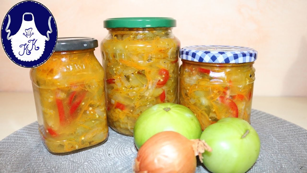Grüne Tomaten - Salat für Winter einkochen, Russische Rezept