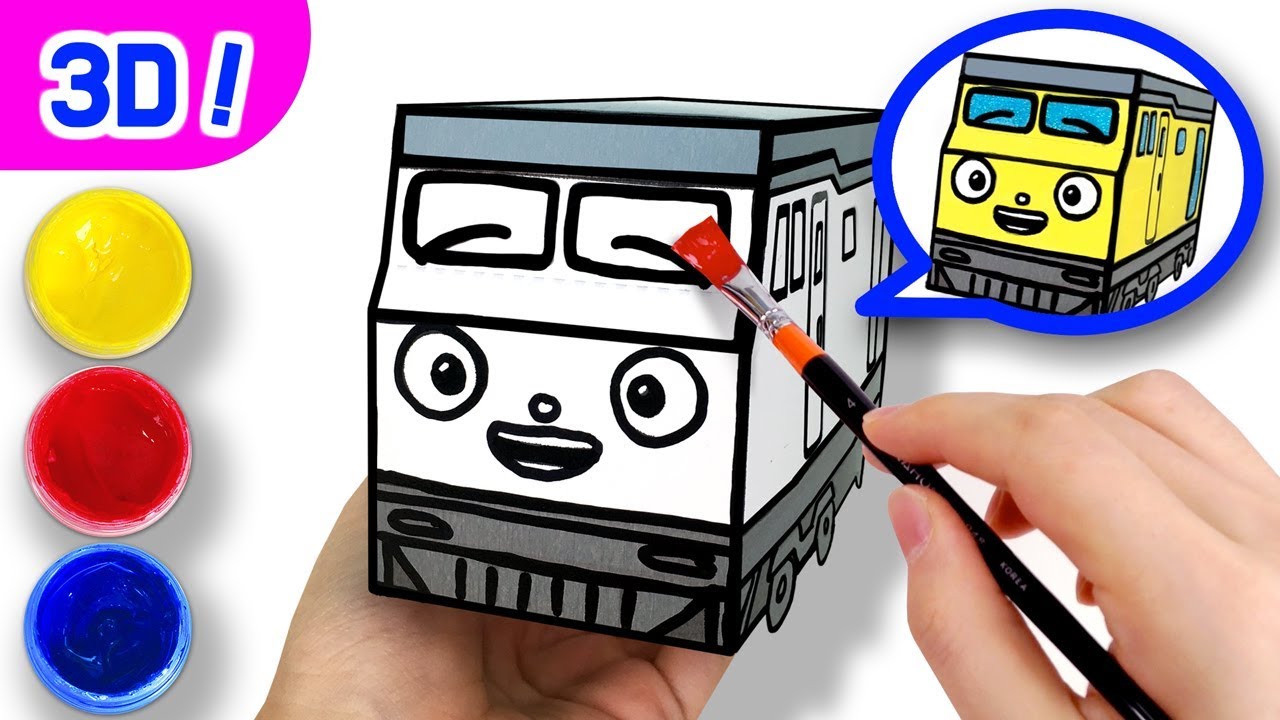 3D Coloring Loco l Coloring Tutorial l Tayo Paper Craft l Titipo Titipo