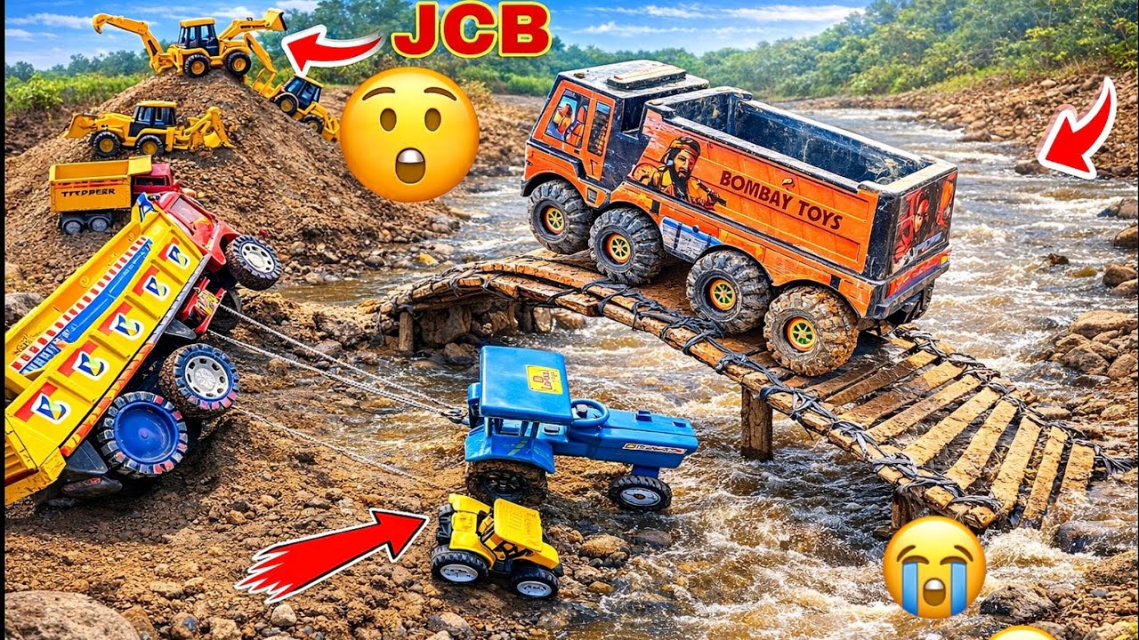Big Truck Muddy😲Accident pulling out tractor JCB | Jcb Tractor Cartoon Video 