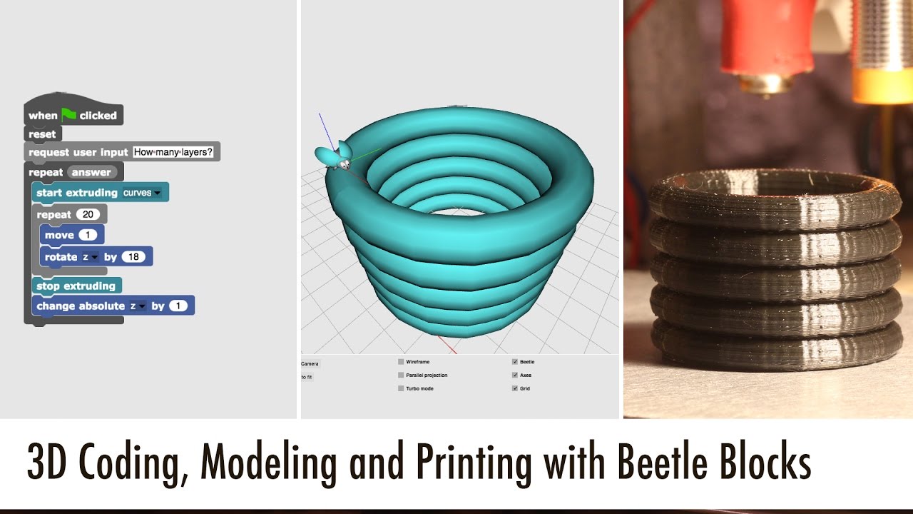 3D Coding, Modeling, and Printing with Beetle Blocks (Video Tutorial)