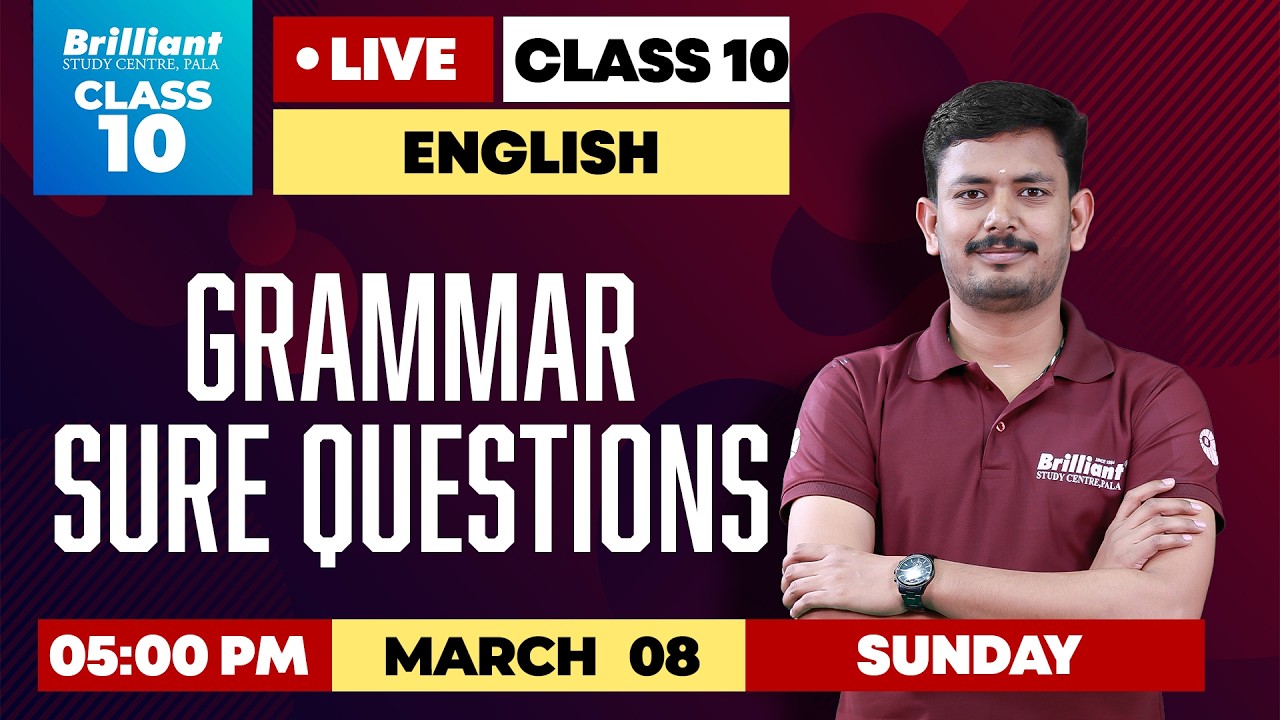 🔴 LIVE | Class 10 English | Grammar Sure Questions📅 March 08 | Sunday | 05:00 PM
