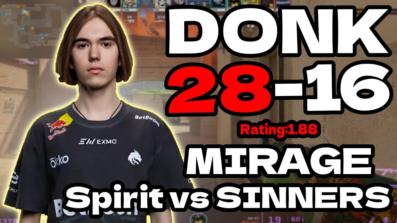 donk 28-16 | Rating 1.88 | Spirit vs SINNERS | mirage | BLAST Bounty 2026 Season 1