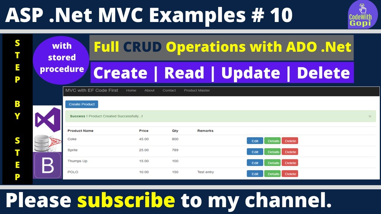 💡 Full CRUD Operation in ASP.NET MVC Using ADO.NET & SQL Stored Procedures | CRUD