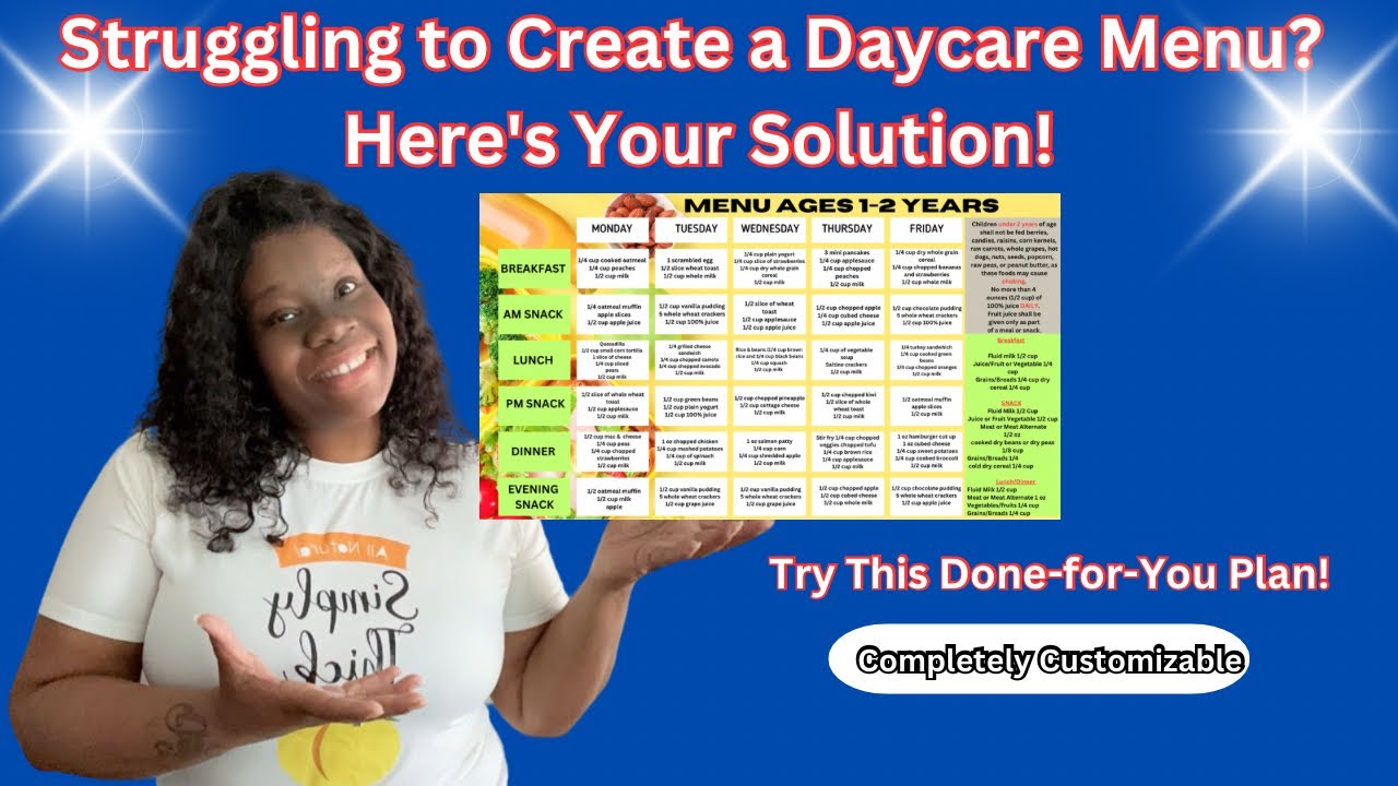 Struggling to create a Daycare Menu? Here’s your solution! DONE-FOR-YOU PLAN!🤯