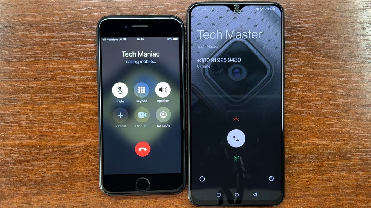 Apple iPhone 7 and OnePlus 6T Incoming & Outgoing Calls (iOS 15.4 vs Android 11)