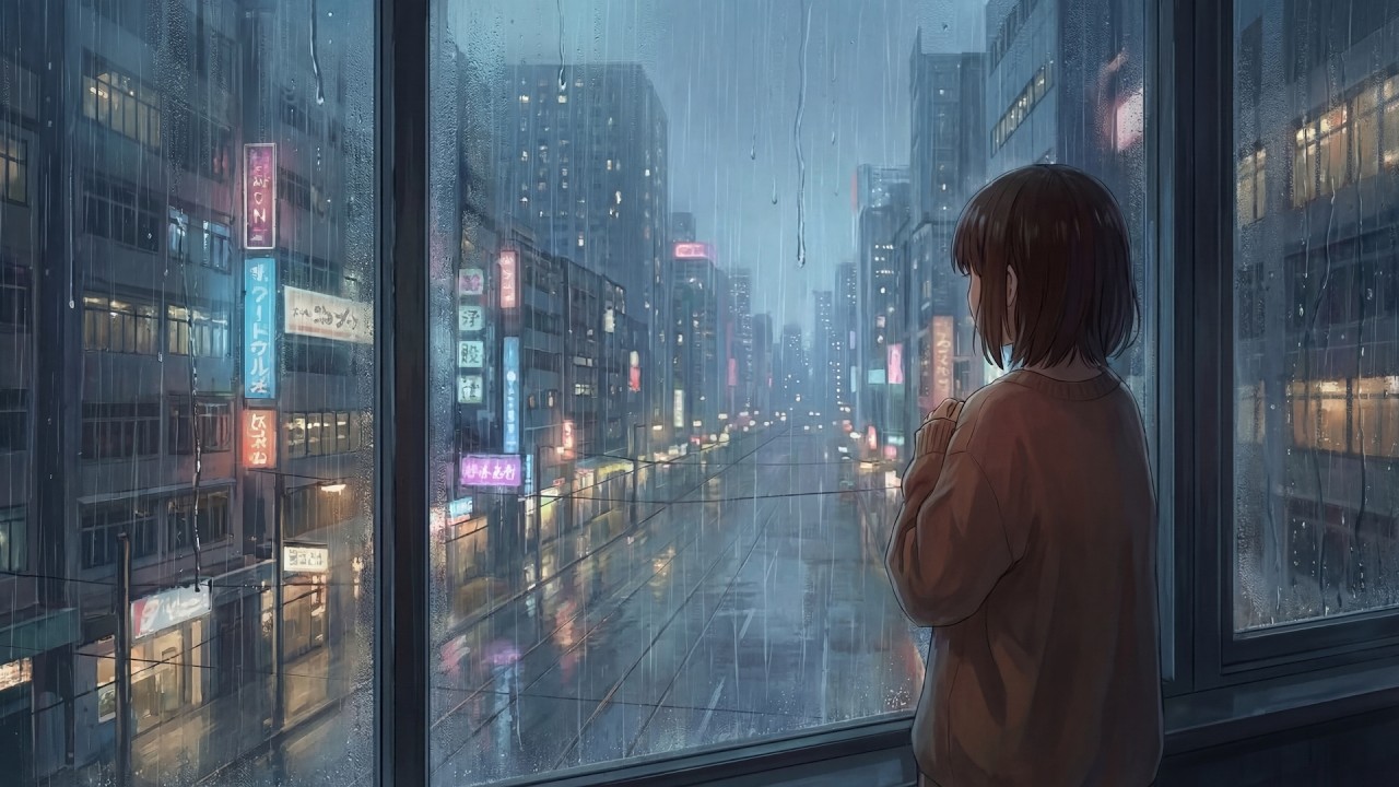 Late Night City Rain 🌧️ Piano Chill Beats to Study / Relax