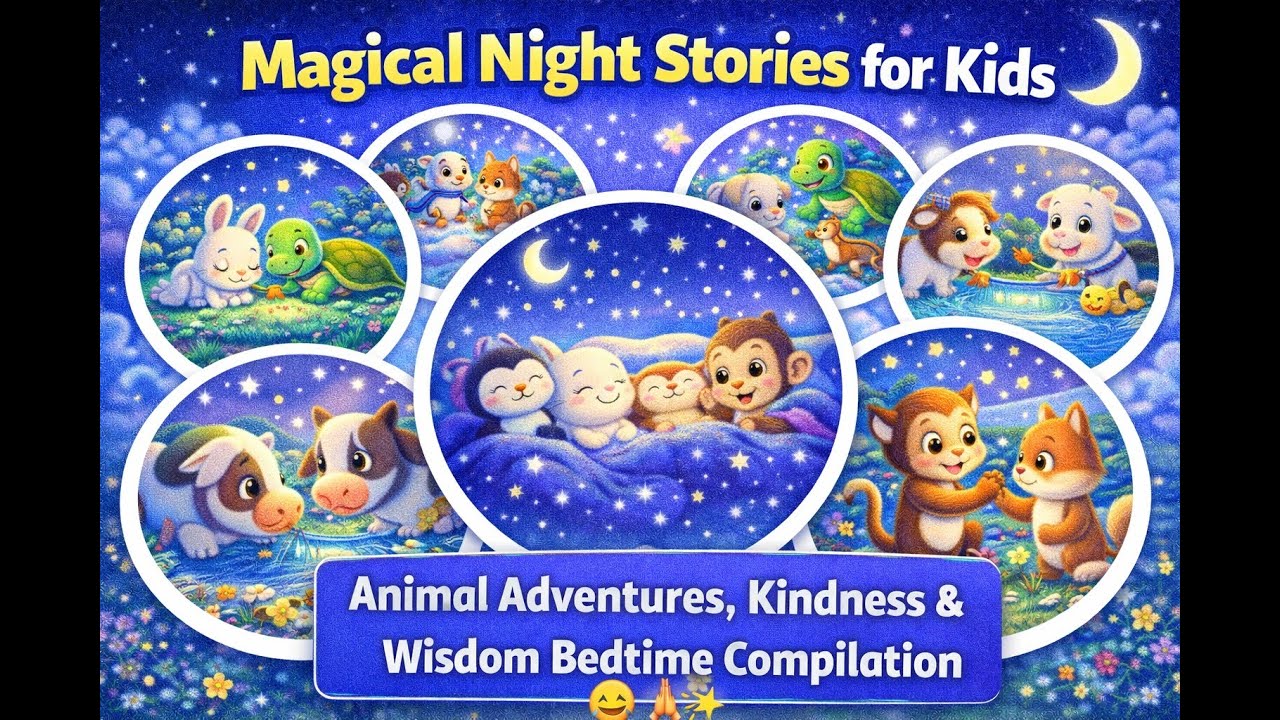 Magical Night Stories for Kids🌙|Animal Adventures, Kindness & Wisdom Bedtime Compilation #kidsvideo