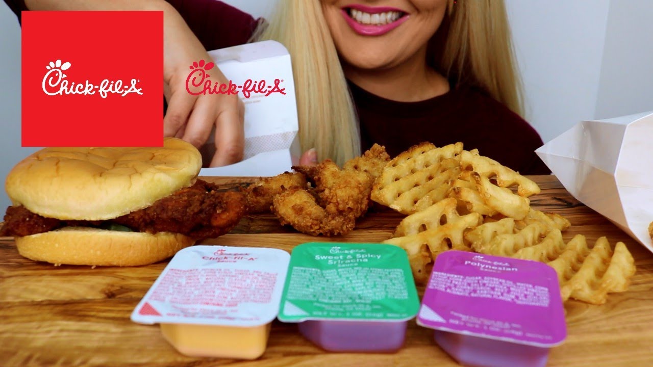 CHICK -FIL-A SPICY CHICKEN SANDWICH, NUGGETS AND FRIES ASMR MUKBANG (NO TALKING)