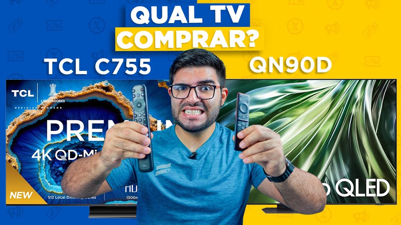 TCL C755 vs SAMSUNG QN90D! Tem MUITA DIFERENÇA de uma TV QLED para uma MINI LED? COMPARATIVO