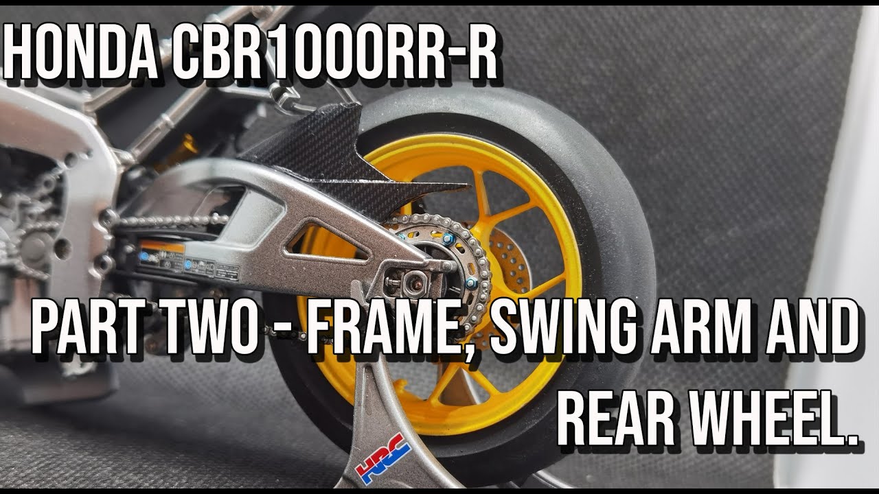 Tamiya Honda CBR1000RR-R Repsol build - Part 2. Frame, Swing Arm and Rear Wheel.