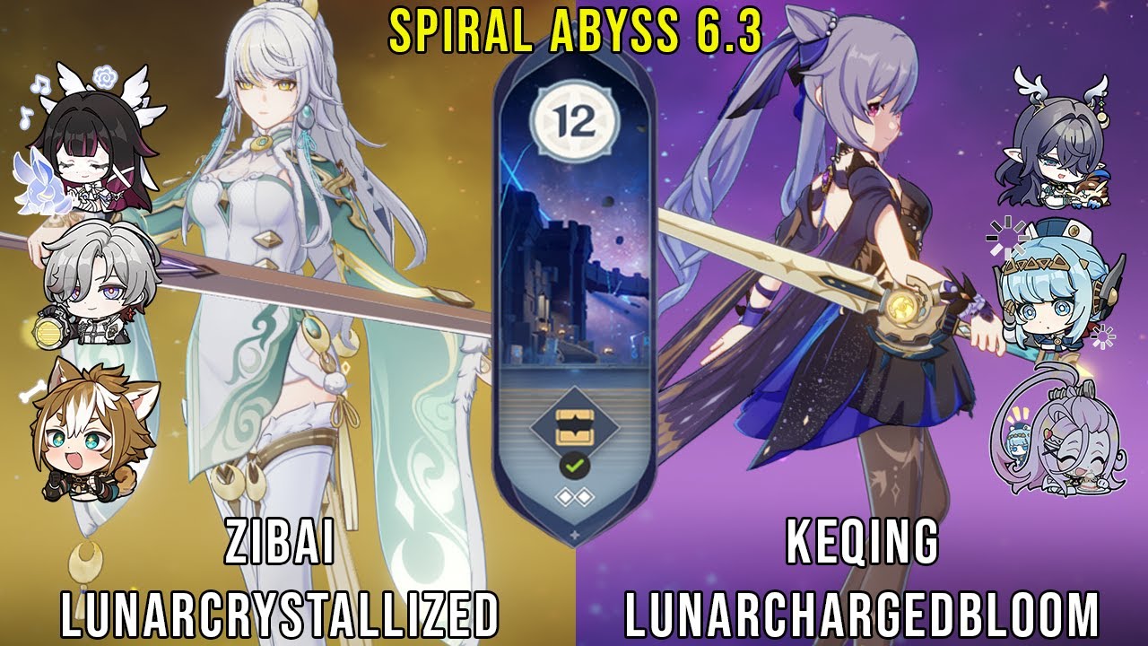 F2P C0 Zibai Lunar Crystallized and C5 Keqing Quickbloom | Genshin Impact Abyss 6.3 Floor 12 9 ⭐