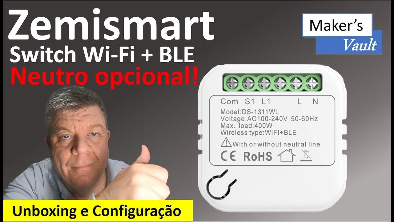 Switch Zemismart Wi-Fi+BLE com neutro opcional: Unboxing e Configuração - Use com Alexa!