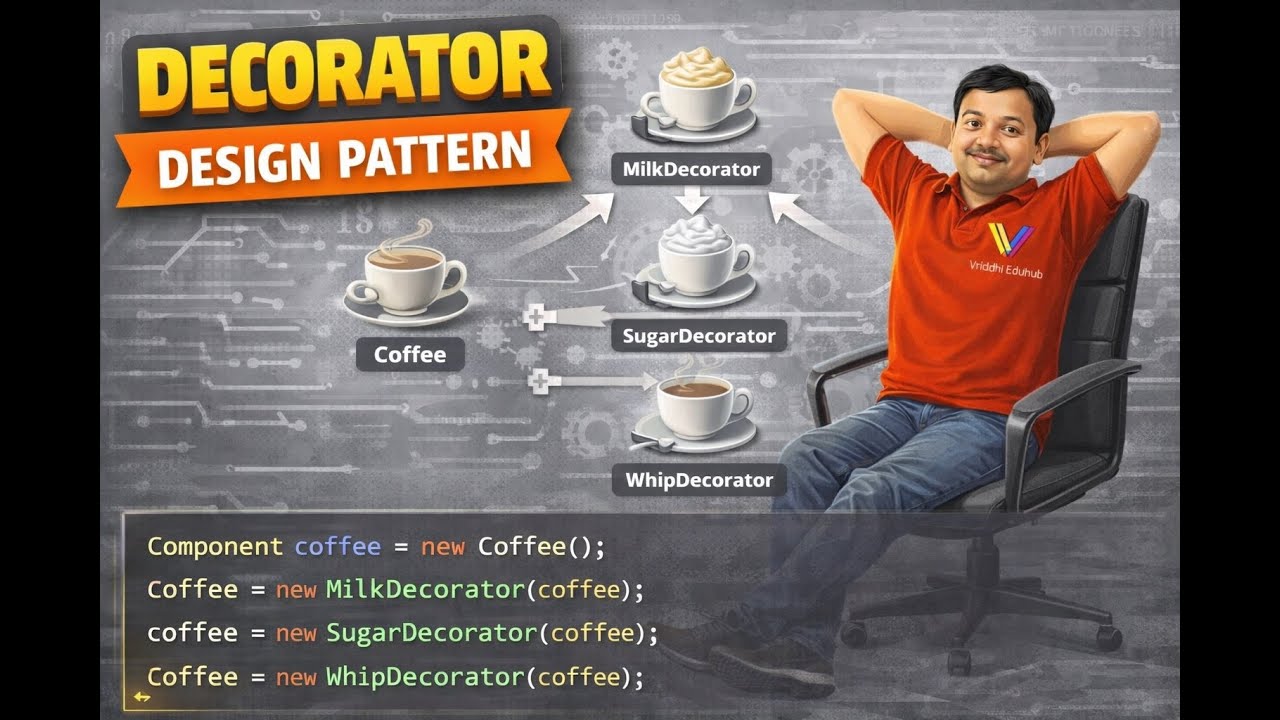 11 Decorator Design Pattern Explained | Add Behavior Dynamically | Vriddhi Eduhub