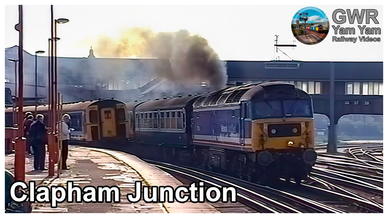 Trains at Clapham Junction in 1993 - 4k Remaster.