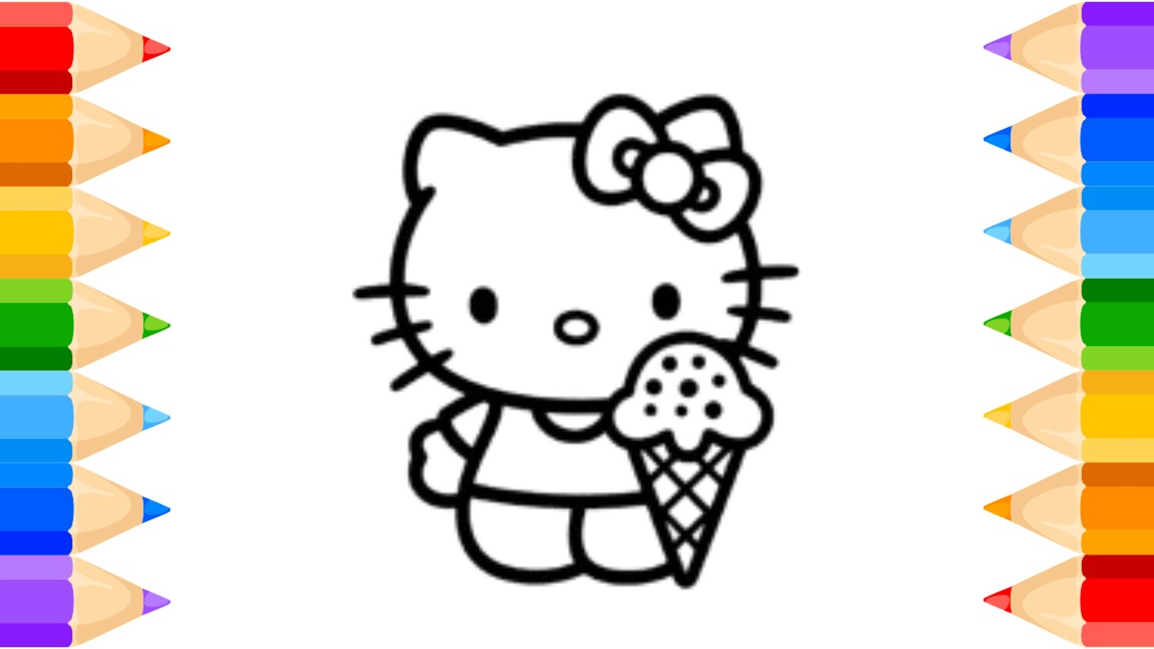 Как нарисовать Hello Kitty и рыбку с мороженым. Рисование и раскрашивание для детей и малышей_🌈🎨@...