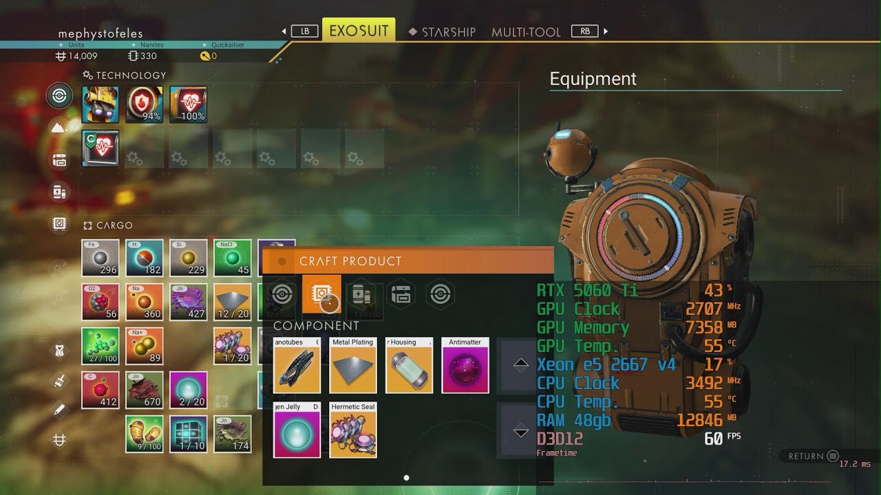 No Man's Sky | Xeon e5 2667v4 | RTX 5060 Ti 8gb | 4K (1080p native) | DLSS | 60 fps