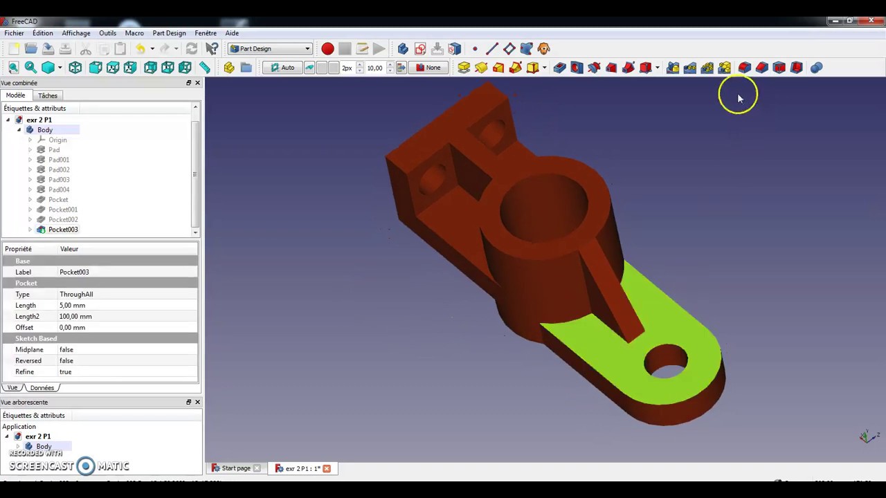 Freecad 0.17 , Exercice N° 2  pour Débutants