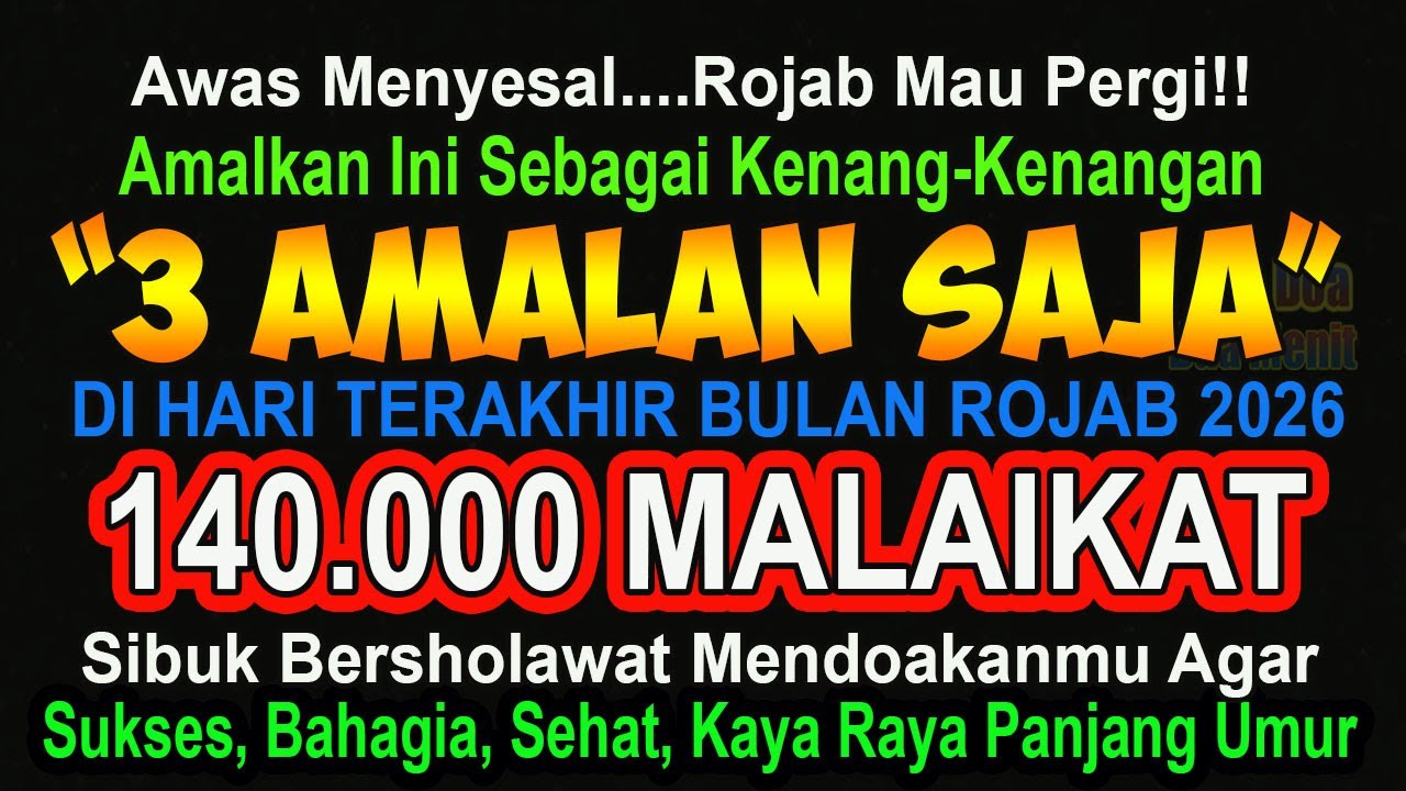 HARI TERAKHIR ROJAB TAK BISA PUASA, BACA INI SAJA HABIS SHUBUH & ASHAR, 140.000 MALAIKAT MENDOAKAMU