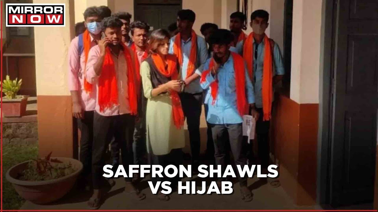 Protest Against Hijab In Classrooms, Students Sport Saffron Scarves; BJP VS Congress In Karnataka