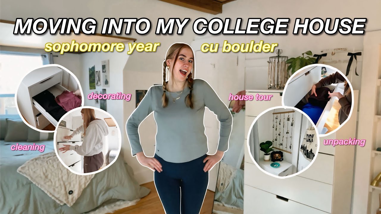 MOVING INTO MY COLLEGE HOUSE | CU Boulder | unpacking, cleaning, decorating & a house tour