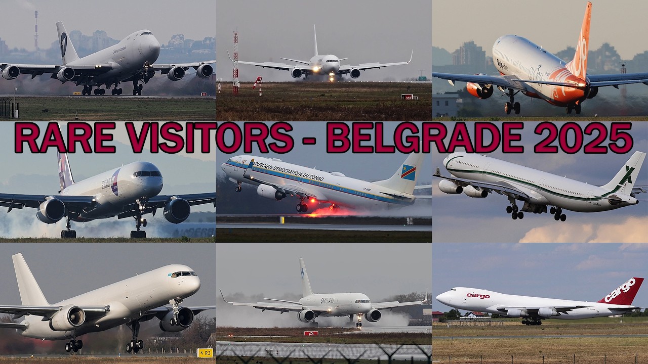 36 rare & occasional visitors (IL76, B747-200, B767-400, AN26...) to Belgrade Airport, H2 2025 (4K)