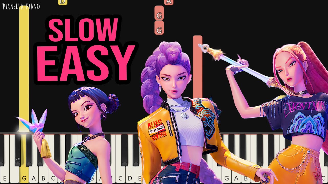 HUNTR/X - Golden (KPop Demon Hunters) | SLOW EASY Piano Tutorial by Pianella Piano