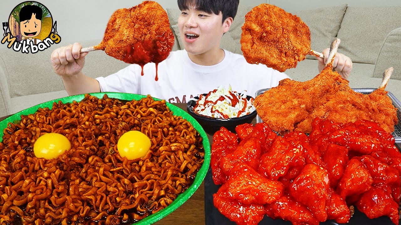 ASMR MUKBANG 직접 만든 양념 치킨먹방! 스테이크 짜파게티 레시피 & 먹방 FRIED CHICKEN AND BLACK BEAN NOODLES EATING SOUND!