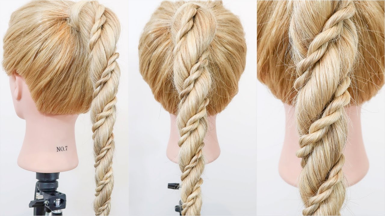 How To Rope Braid With Tiny Rope Braids On It! - Super Easy Long Ponytail Hairstyles For Beginners