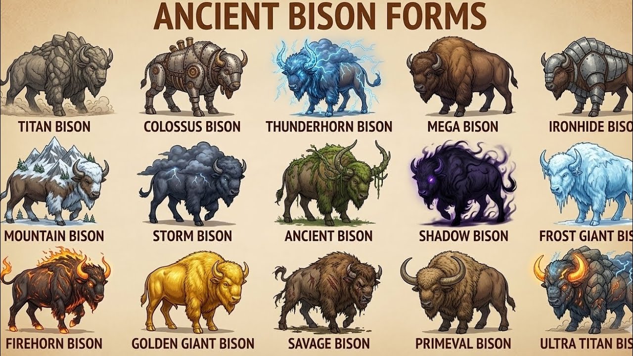 15 Ancient Giant Bison Types | 200ft Ultra Realistic Documentary Animals | Giant Bison Evolution