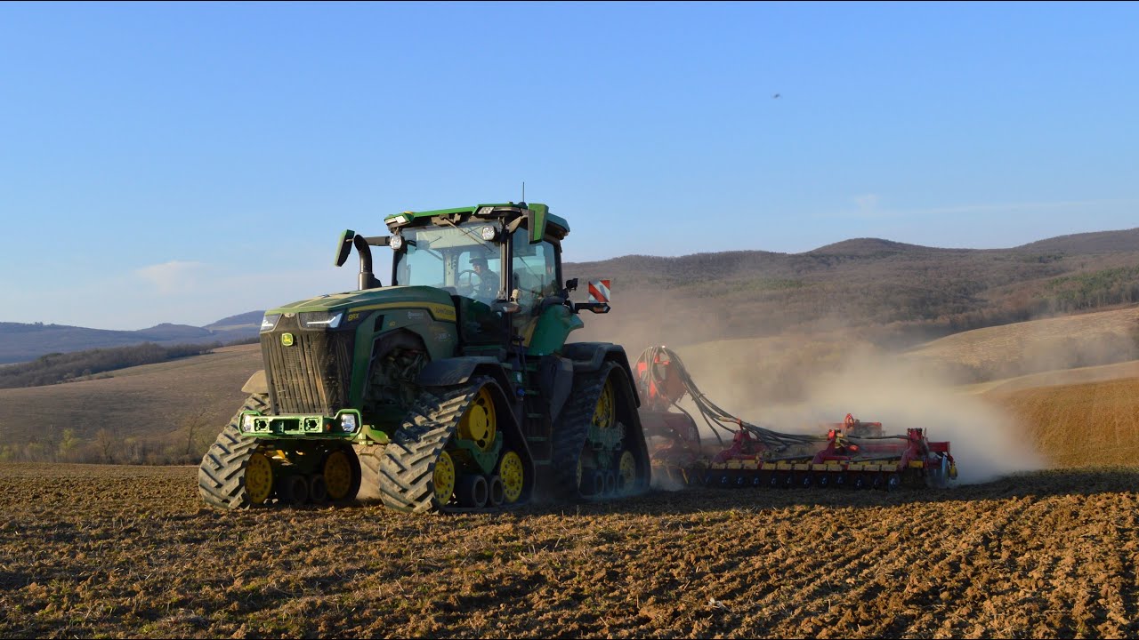 John Deere 8RX 410+Väderstad Carrier 925 -Tillage work