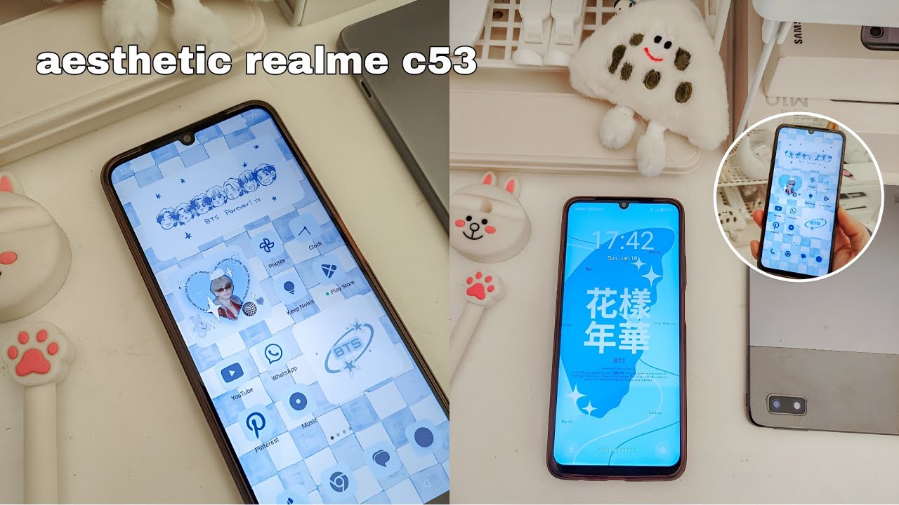 Aesthetic Phone Customization 💙 Cute blue bts theme I Make your Phone Aesthetic