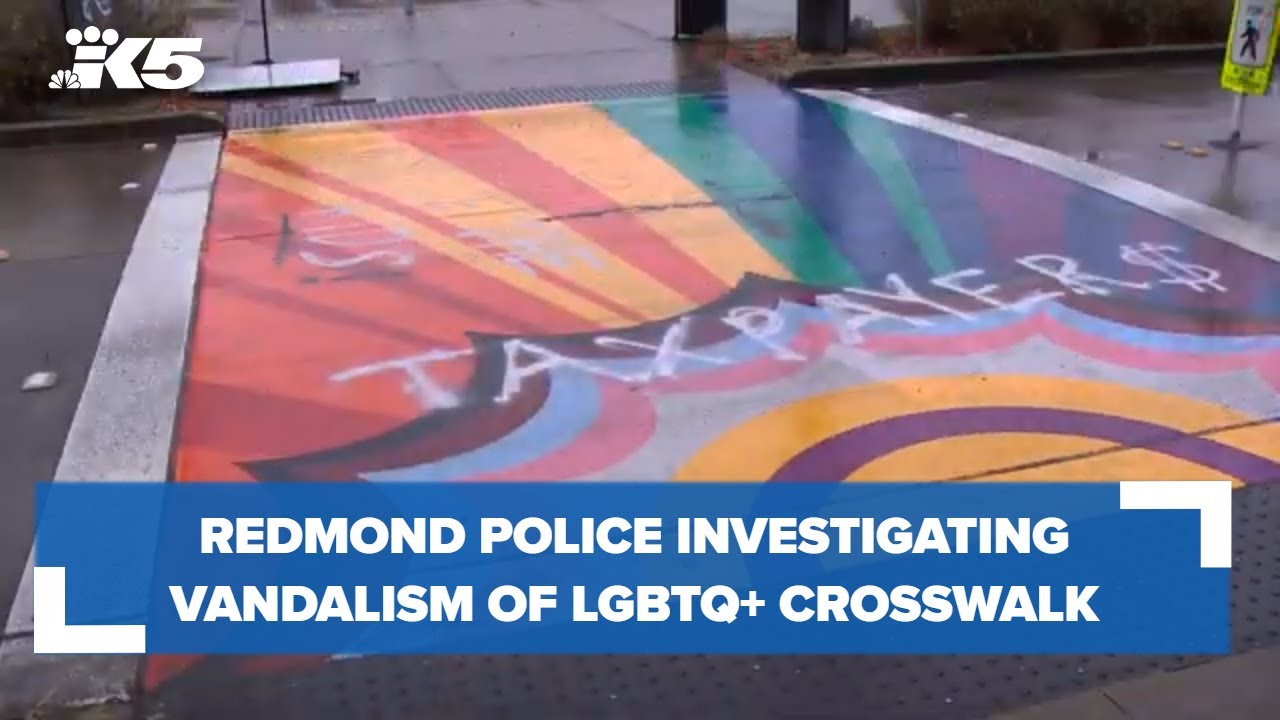 Redmond police investigating vandalism of LGBTQ+ Pride crosswalk