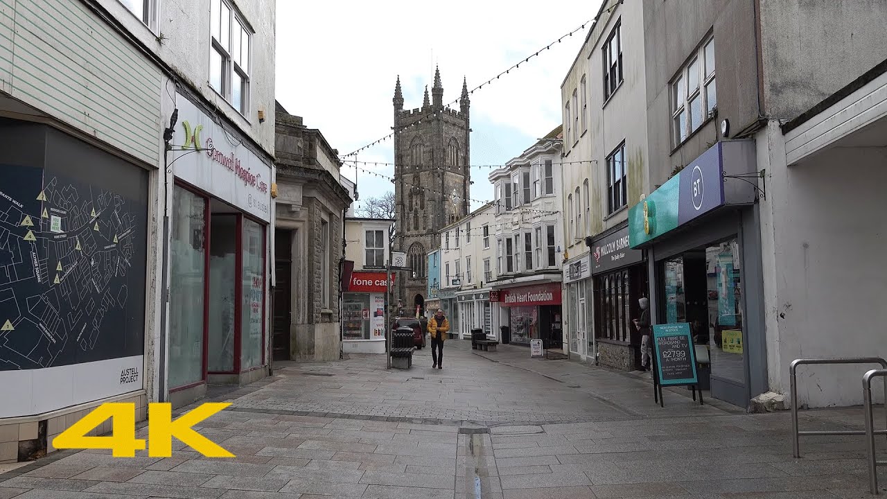 St Austell Walk: Town Centre【4K】