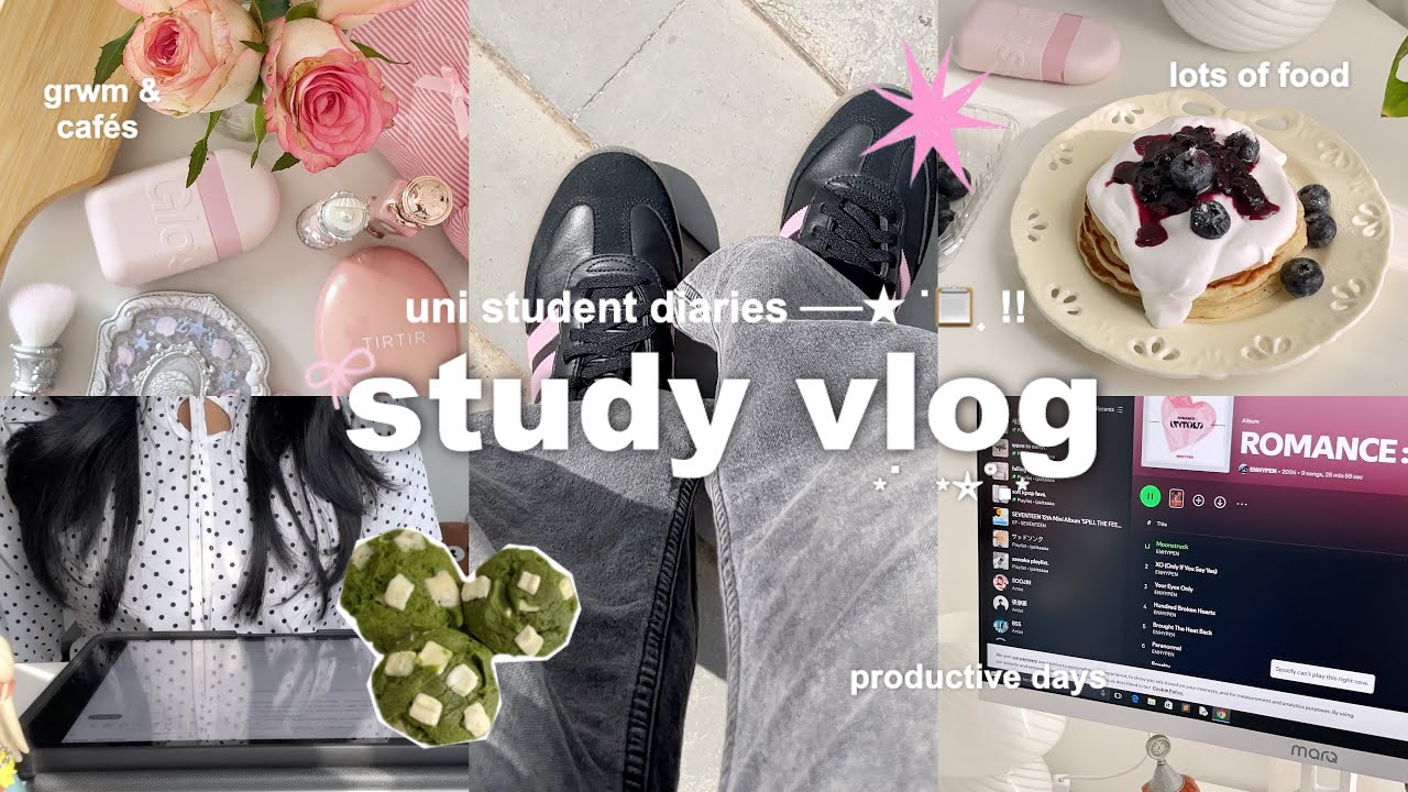 uni student diaries 📝🍵 productive study session, grwm, baking matcha cookies, journaling & more 