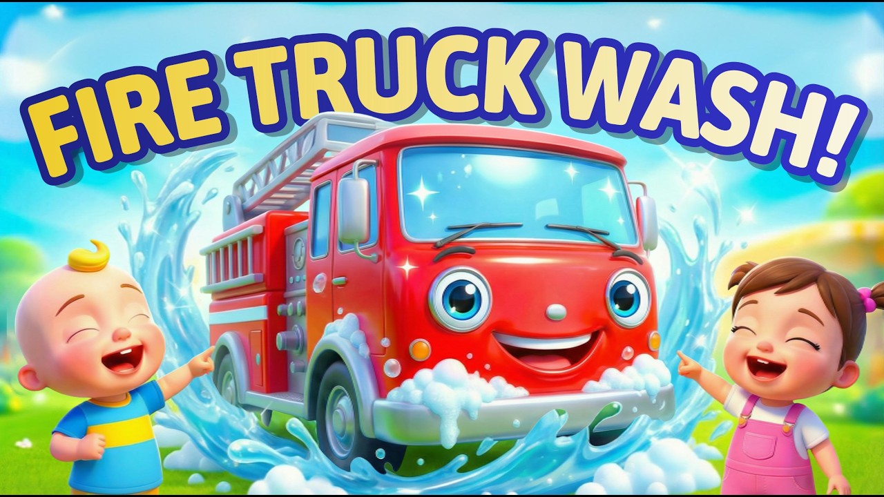 Fire Truck Wash Song 🚒💦 | Car Wash for Kids | Fun Cleaning Song for Toddlers