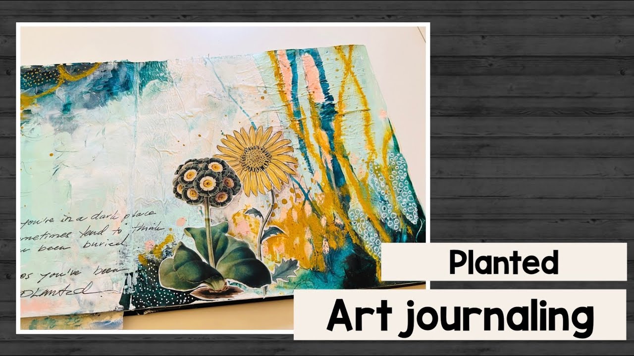 Art journaling with acrylic paint, oil pastels and stickers book