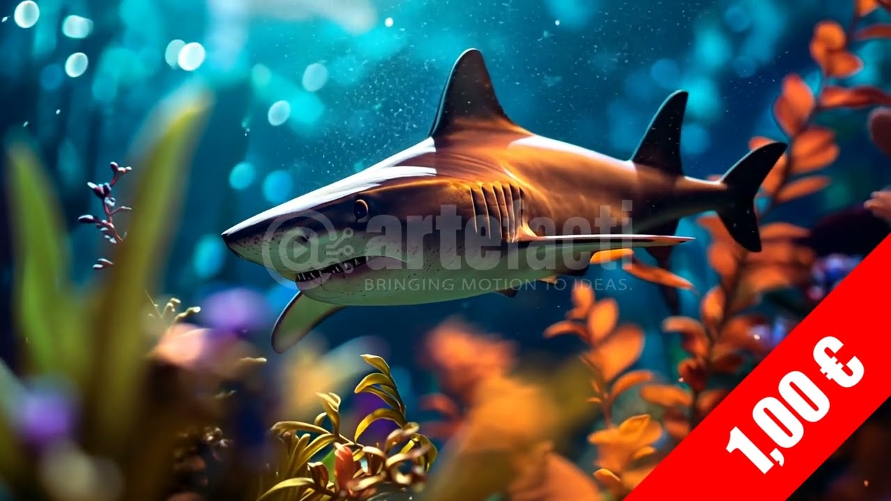 Bioluminescent Shark Gliding Through Underwater Forest HD Stock Footage