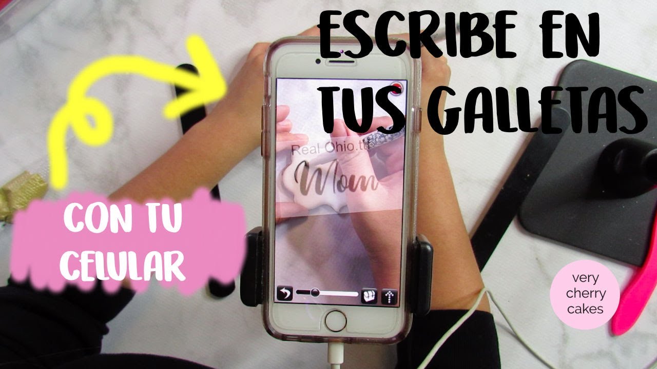 DECORACION FACIL CON TU CELULAR, COMO ESCRIBIR EN TUS GALLETAS| VERY CHERRY CAKES