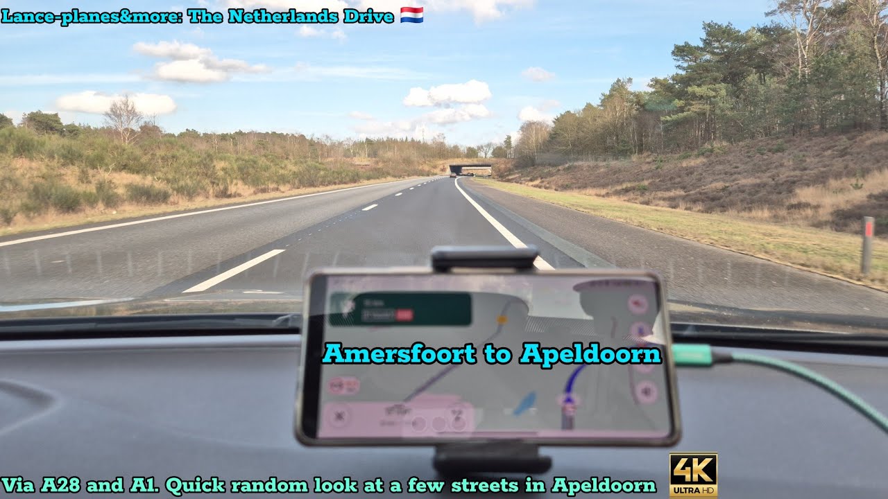 4K Driving: Amersfoort to Apeldoorn 🇳🇱 and look at a few random streets in Apeldoorn. End Omnisport