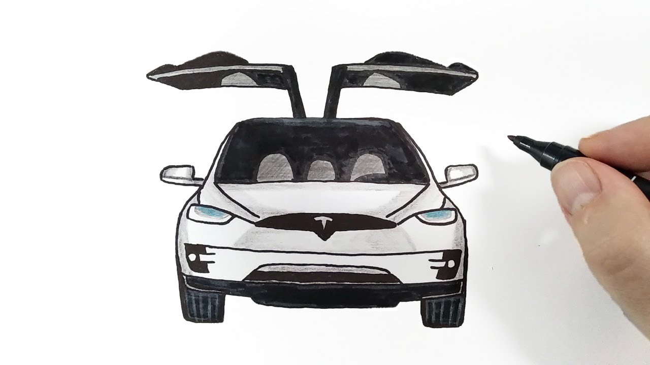 Как нарисовать машину Tesla Model X