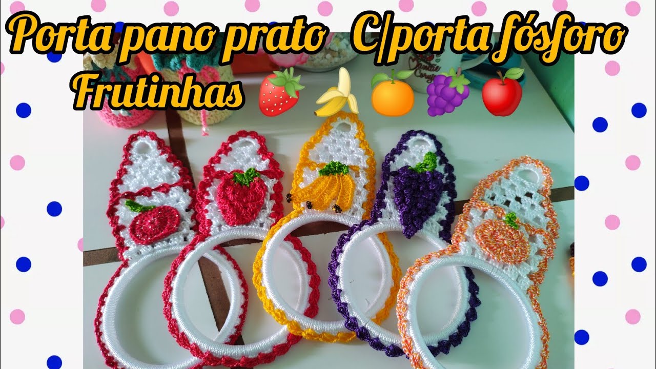 passo a passo porta pano prato c/porta fósforo ou esqueiro em crochê/versão destro #crochê
